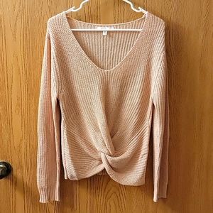 Love Tree Women's Twist Front Pink Sweater Size Medium